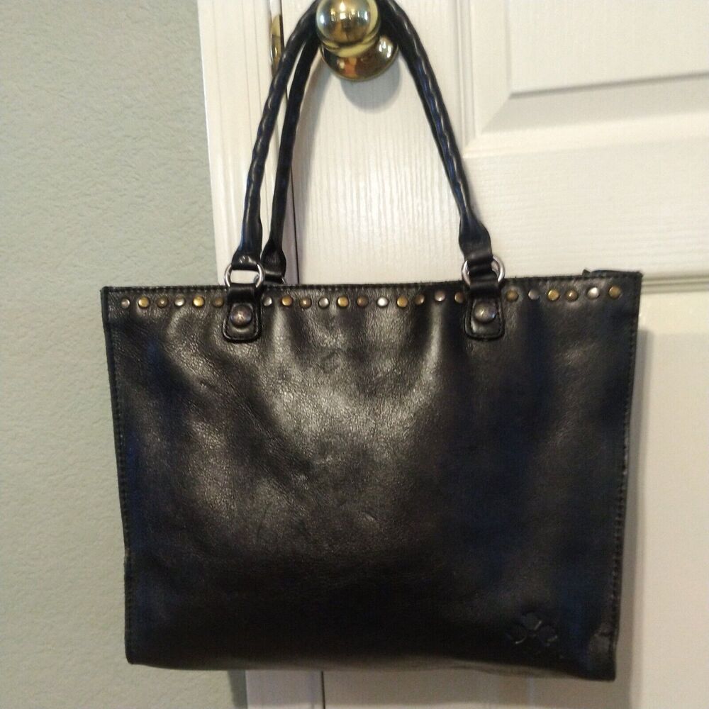 Patricia Nash Zancona Black Smooth Leather Tote Women's Handbag B1515